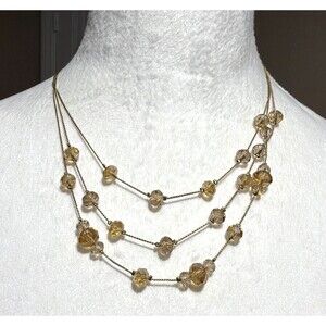 Vintage Earth Tone Beaded Multi Layer Strand Necklace Chic